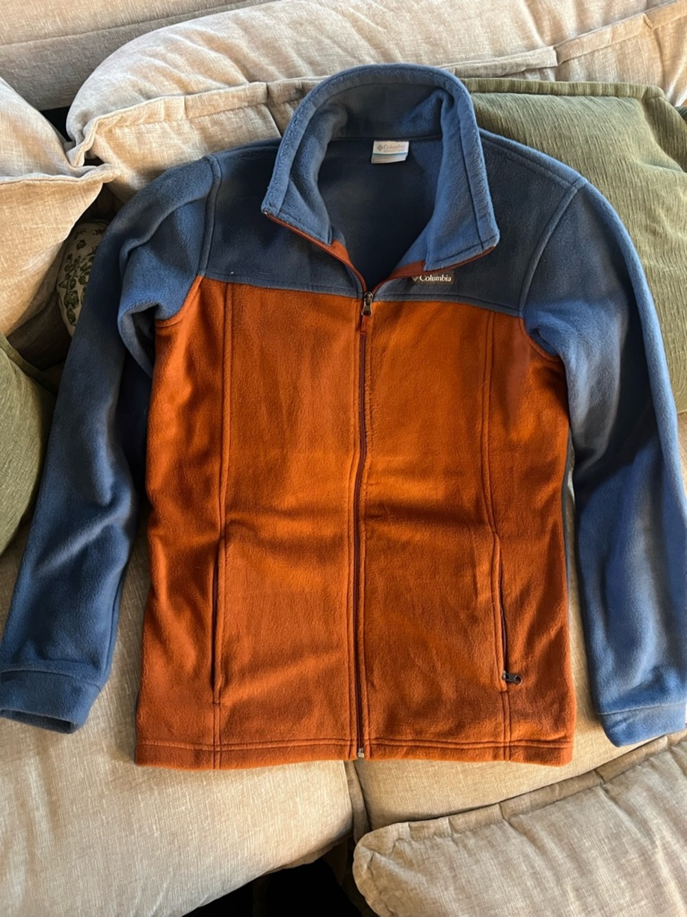 Columbia Two-Color Fleece Jacket - Orange & Blue